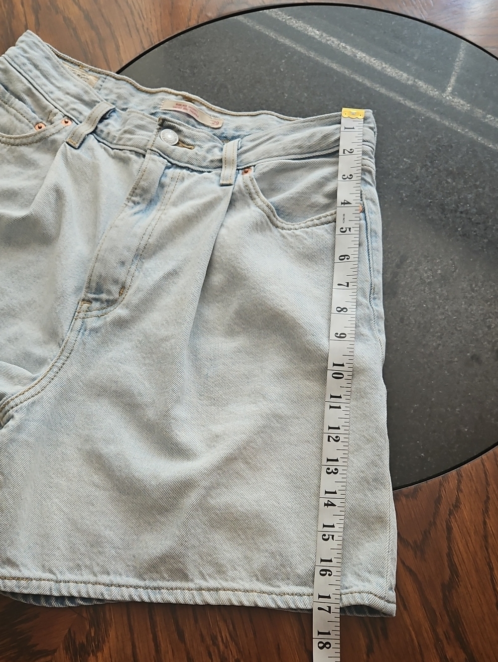 Levi's Ribcage High Rise Pleated Shorts 29 In Light Blue - Picture 16 of 16